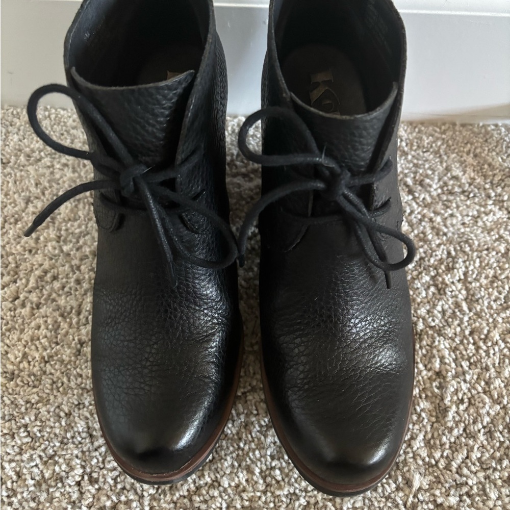 Kork-Ease Black Leather Ankle Booties